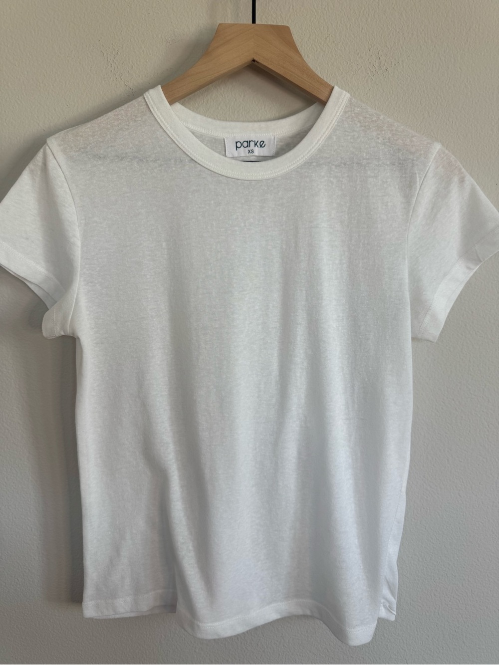 Parke White Crewneck Tee XS Lightweight Sheer Cotton Minimalist Capsule Wardrobe